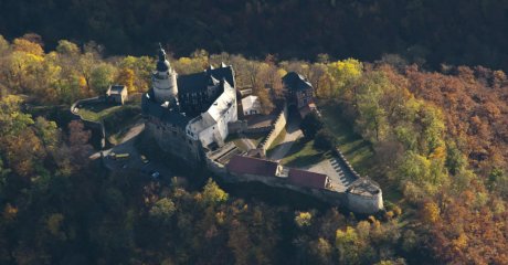 Die Burg Falkenstein von oben