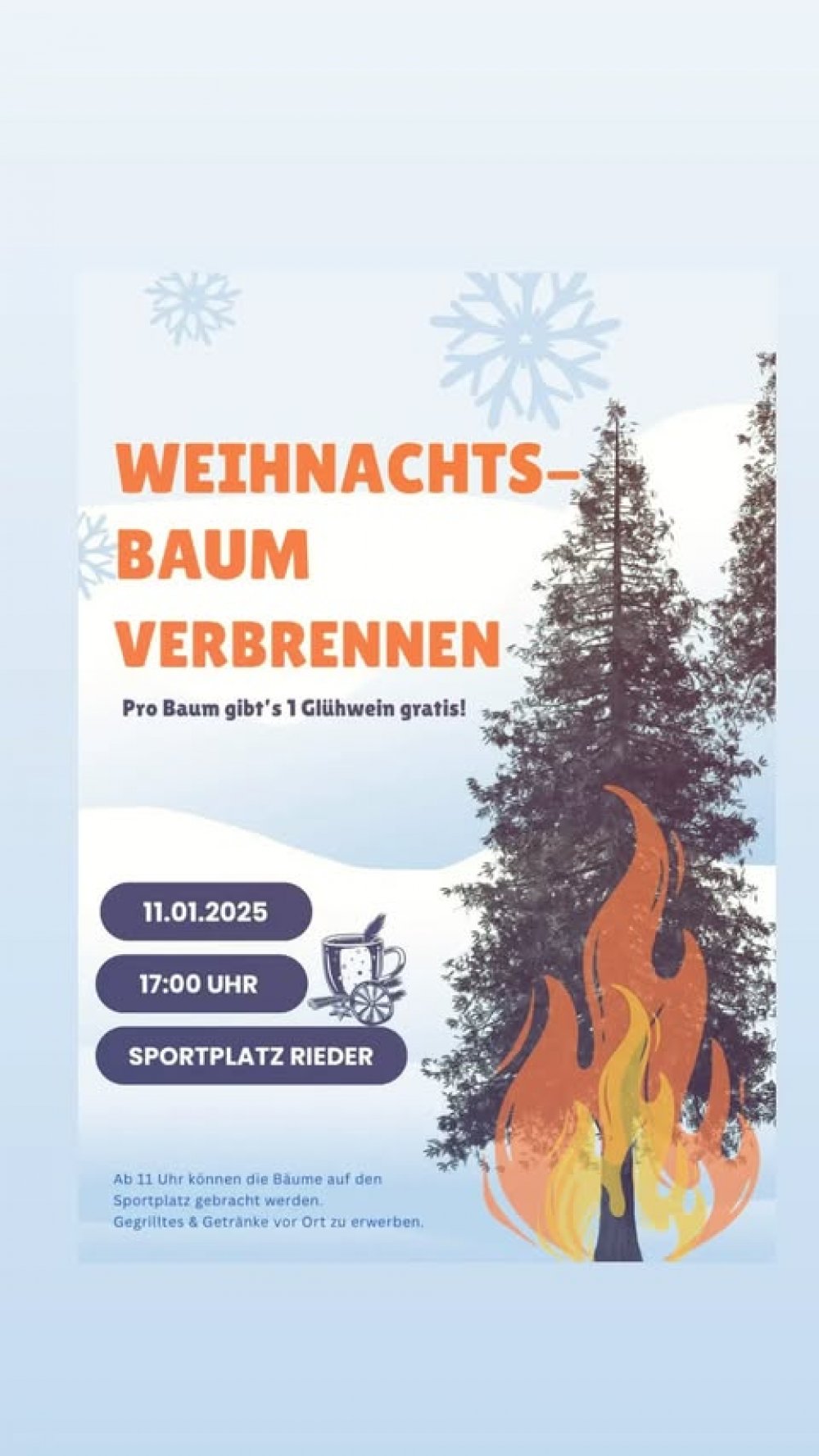 Weihnachtsbaumverbrennen in Rieder
