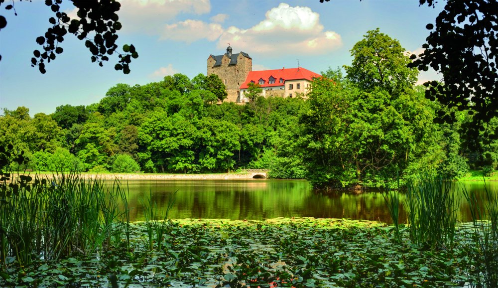 Schloss Panorama mit Teich
