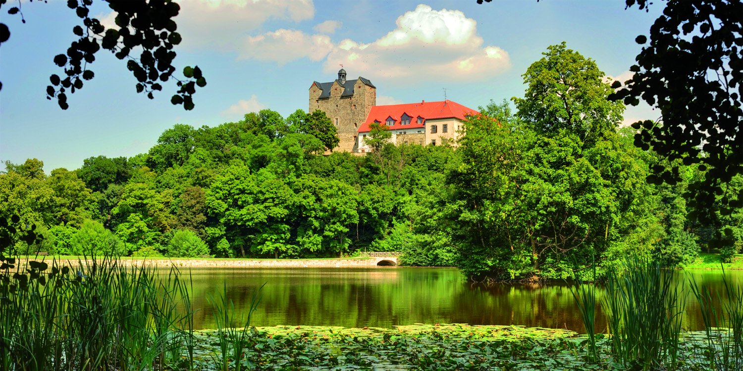Schloss Panorama mit Teich