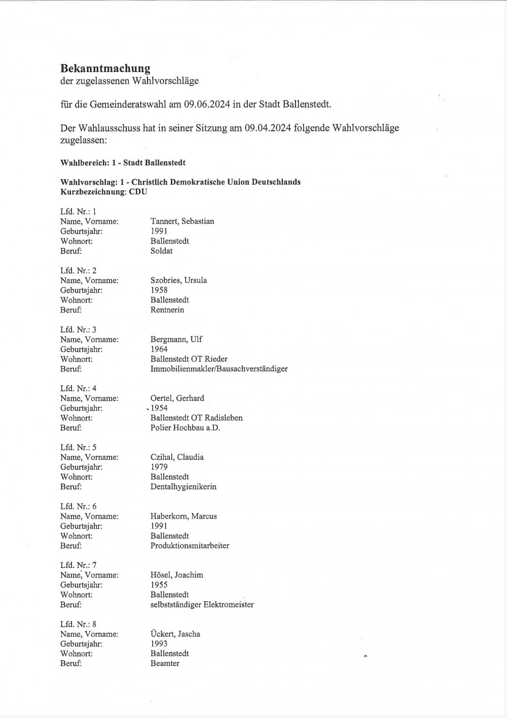 Kommunalwahl Ballenstedt - 1